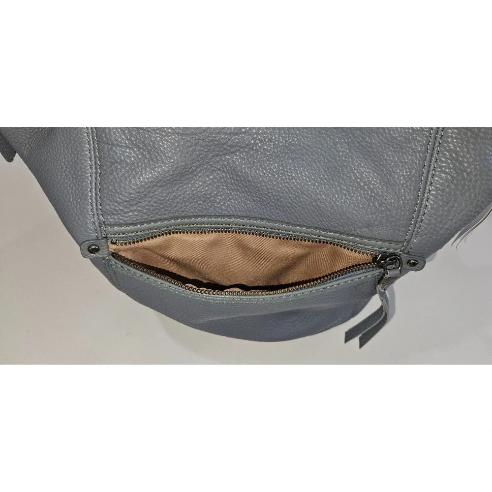 NWT The Sak Blue Pebbled Leather Hobo Shoulder Bag Slouchy Multi Pocket Zip - Picture 6 of 10